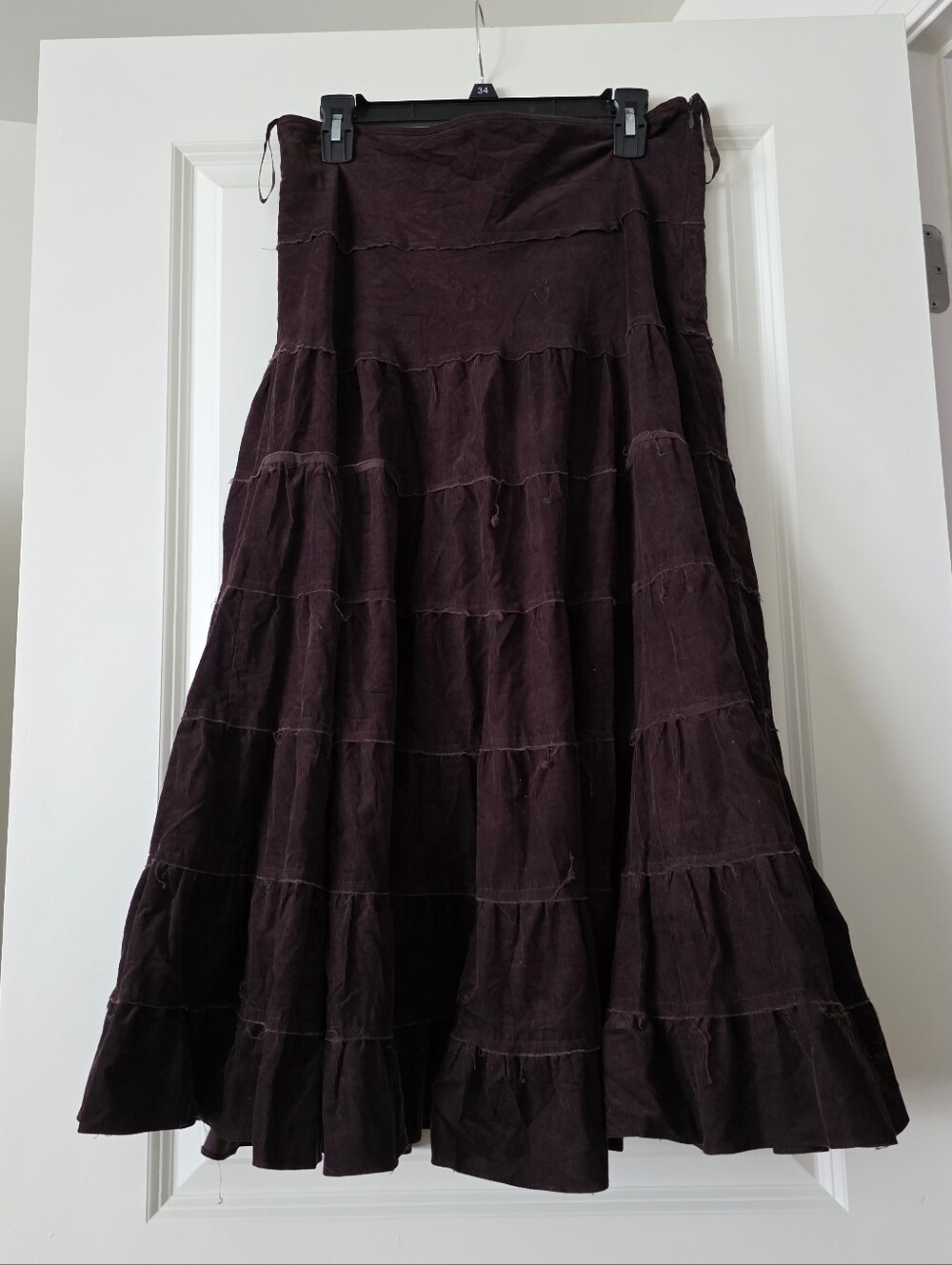 Vintage Corduroy Tiered Midi Maxi Skirt Womens M 90s Y2k Grunge Boho Whimsy Goth